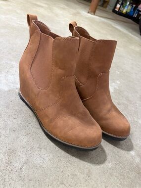 Suede Brown Wedge Chelsea Ankle Boots